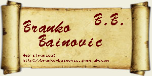 Branko Bainović vizit kartica